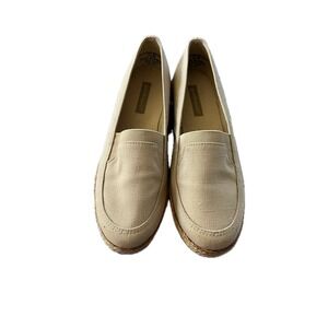Grasshoppers Wedge Loafers Espadrille Platform Shoes Beige Women's Size 5.5M